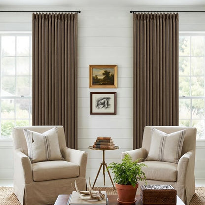 Dutch Cocoa 108 Inch Pinch Pleated Blackout Linen Curtains - Image 9
