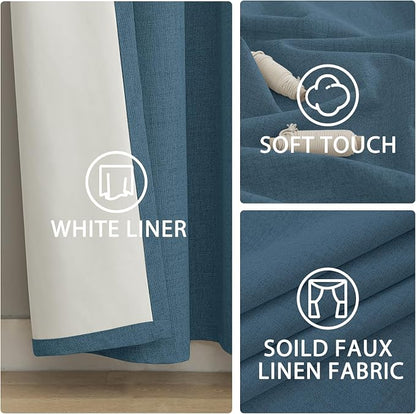Yakamok Dusty Blue Linen Textured Curtains 96 Inches Long - Image 6