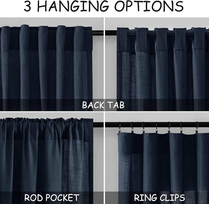 Navy Blue Curtains 80 Inches Length - Image 3