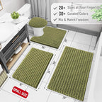 Arotive Luxury Chenille Bathroom Rug Mat, Extra Soft Thick Absorbent Shaggy Bath Rugs, Non-Slip Machine Wash Dry, Plush Bath Mats for Bathroom, Shower and Tub, 47x24, Willow Green