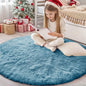 OLANLY Slate Blue Round Rugs for Bedroom by OLANLY