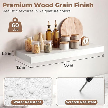 12 inch Deep Floating Shelves for Wall, 36 inch Wide Engineered Wood Wall - Image 2