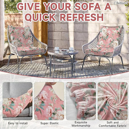 CALBODE 8 Pcs Stretch Outdoor Seat Cushion Covers, Breathable, Indoor/Outdoor - Image 3