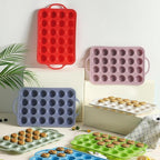 24 Cups Silicone Muffin Pan with Metal Reinforced Frame Mini Size Cupcake Tray Egg Mold Kitchen Stuff Accessories New Home Essential First Department Must Haves Gadget Thing Housewarming Hostess Gift