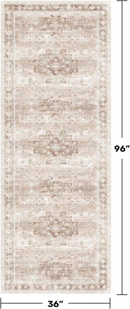 Beige Washable 8ft Long Runners - Image 2