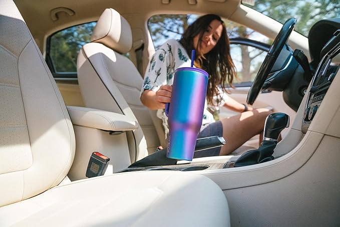 IRON °FLASK Co-Pilot Insulated Mug w/Straw & Flip Cap Lids - Cup Holder Bottle for Hot, Cold Drink - Leak-Proof - Water, Coffee Portable Travel Mug -, 32 Oz