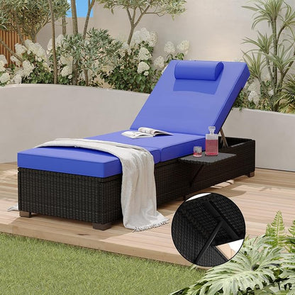 PeakPursuit Patio Lounge Chairs, Outdoor PE Wicker Chaise Lounge Set of 2 - Image 4