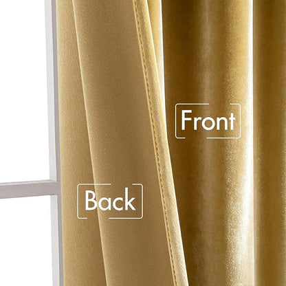 MIULEE Velvet Curtains 52x84 inches 2 Panels Gold Blackout Curtains | Luxury - Image 7
