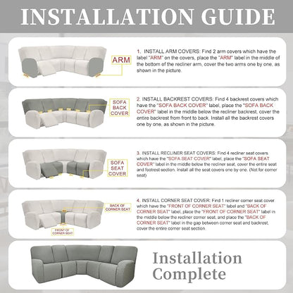 100% Waterproof Sectional Recliner Couch Covers - Image 7