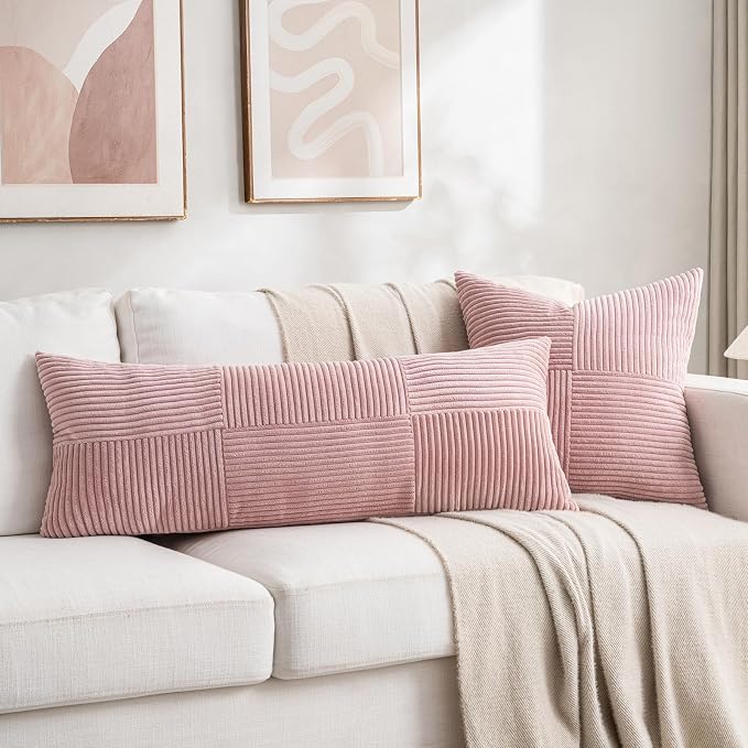 Fancy Homi 2 Packs Blush Pink Decorative Throw Pillow Covers 20x20 Inch - Image 6