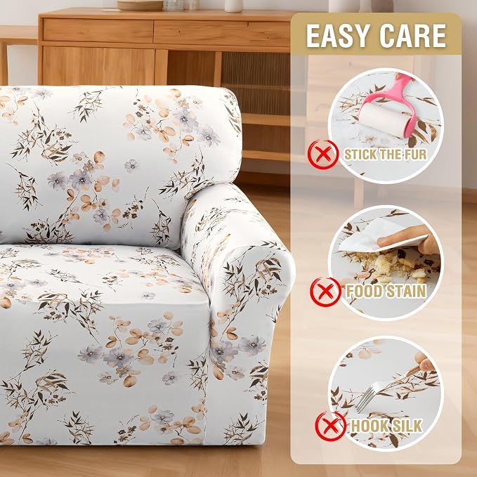 H.VERSAILTEX Floral Pattern Couch Covers High Stretch Sofa Covers Printed Couch - Image 8