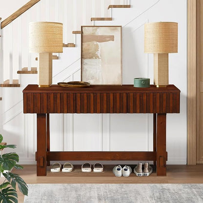 52" Wood Console Table for Entryway, Modern Sofa Table by HanStrong