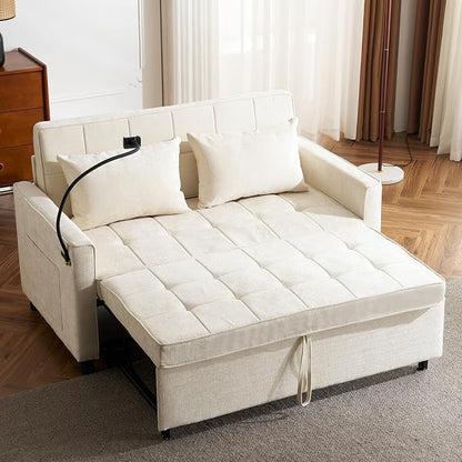 3 in 1 Convertible Sleeper Sofa Bed, 56.9" Small Pull Out Couch Bed by LITVZ