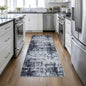 3x8 Washable Runner Rug：Modern Abstract Soft Carpet Dark Black | by FXRHLP