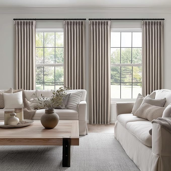 94 Inch Length Pinch Pleat Linen Curtains Drapes 2 Panels Set, Hooks Sense of - Image 6