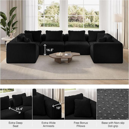 Novilla 106" Modular Sectional Sofa, Modern Cloud Sectional Couch - Image 7