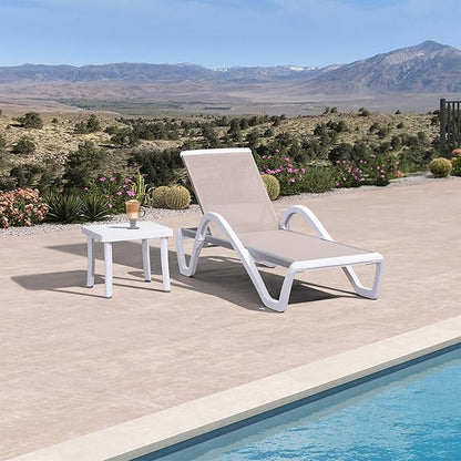 PURPLE LEAF Patio Chaise Lounge Chair Set Outside Aluminum Plastic Stackable - Image 9