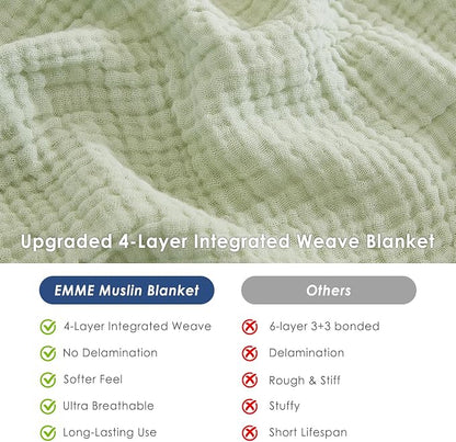 EMME Muslin Blankets for Adults Throw Blanket for Couch Breathable Gauze Soft - Image 6