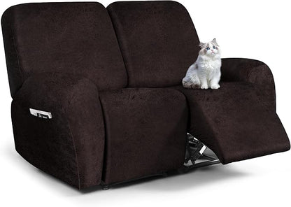 ANARACHON Leather Look Loveseat Recliner Cover, 6-Pieces Stretch Dual Recliner by ANARACHON