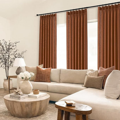 Topfinel Terracotta Pinch Pleated Sheer Curtains Panels - Image 7