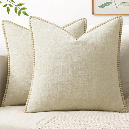 MIULEE Decorative Couch Throw Pillow Covers 16x16 Inch Cream White 2 Pack | by MIULEE