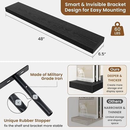 fuqing Floating Shelves for Wall, Wall Mounted Wood Floating Shelf - Image 3