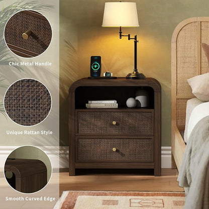 Oak&Sparrow Rattan Nightstand, 23.6'' Rattan End Table - Image 7