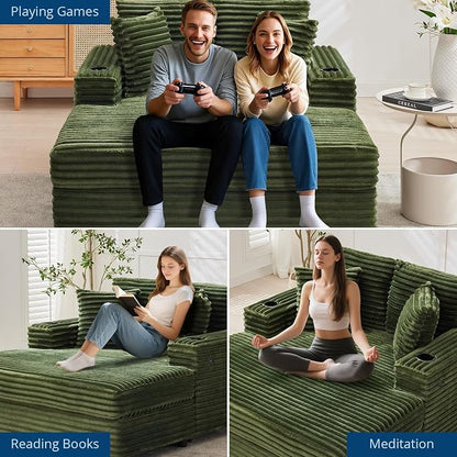 IDEALHOUSE 60" Oversized Chaise Lounge Chair Indoor, Comfy Corduroy Lounge Sofa - Image 7