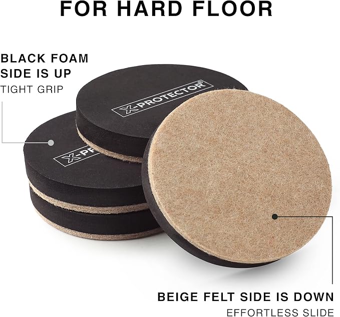 Felt Furniture Sliders Hardwood Floors X-PROTECTOR – 24 PCS 2 1/2 inch - Image 4