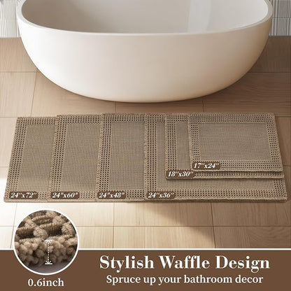 RESARE Waffle Bath Mat for Bathroom, Non Slip Bathroom Rugs 20"x32" Brown | - Image 5