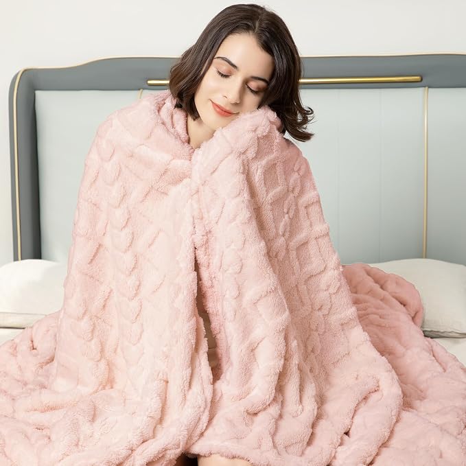 Aganear Fleece Throw Blanket for Bed Couch 90"x90" Pink | Lightweight Fuzzy - Image 6