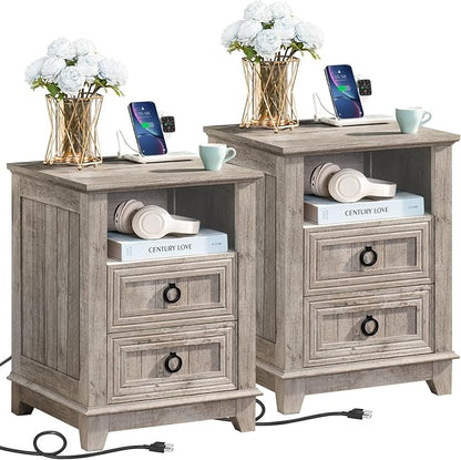 Joaxswe 18" Farmhouse Night Stands Set of 2 by Joaxswe