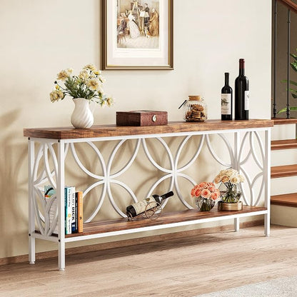 LITTLE TREE Sofa Table, 70.9 Inch Industrial Behind Couch Table - Image 6