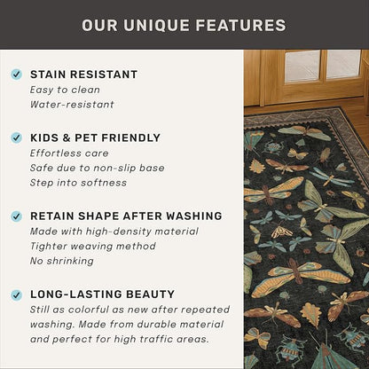 Washable 5x7 Black Rug for Living Room - Image 7