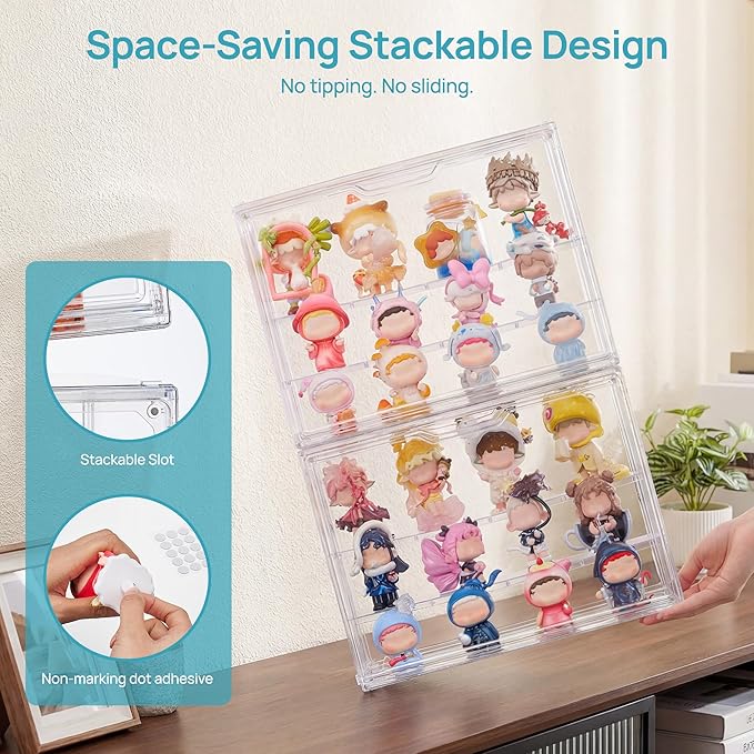 Vtopmart 2 Pack Acrylic Display Case, Stackable Figure Display Case - Image 5