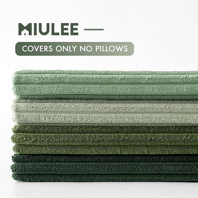 MIULEE Soft Corduroy Decorative Throw Pillow Covers Forest Green 20x20 | Set of - Image 7