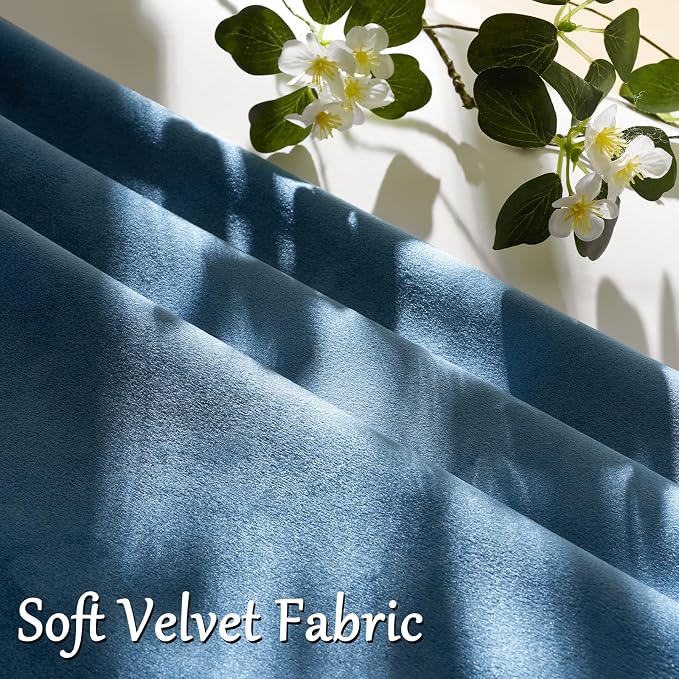 GIGIZAZA Stone Blue Velvet Throw Pillow Covers 12x20 Pack of 2 | Decorative - Image 5
