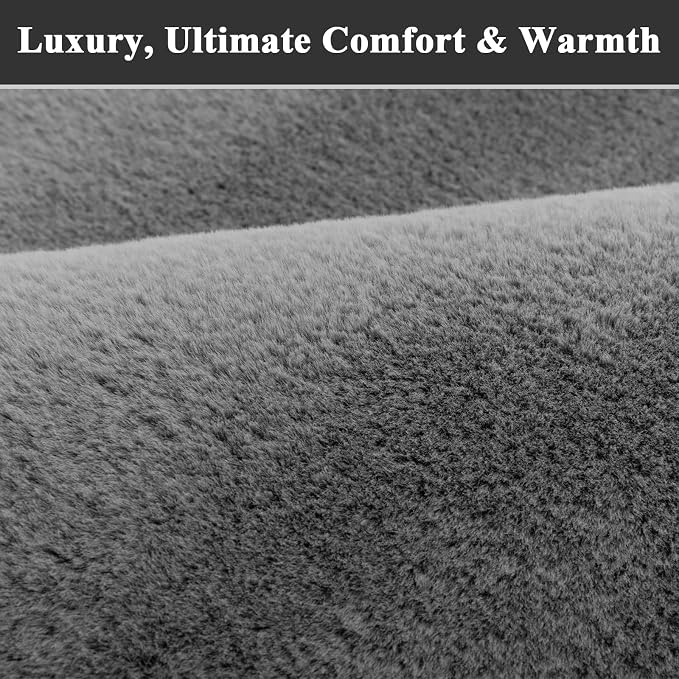SHACOS Ultra Soft Faux Rabbit Fur Area Rug 5'x7', Non Slip Washable Padded - Image 5