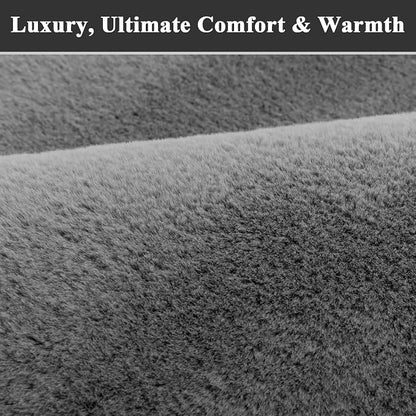 SHACOS Ultra Soft Faux Rabbit Fur Area Rug 5'x7', Non Slip Washable Padded - Image 5
