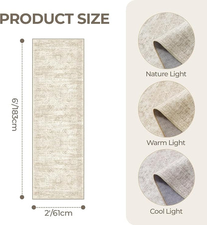 2x6 Runner Rug Non Slip, Washable Hallway Runner Rug, Nursery Room, Soft Runner - Image 2