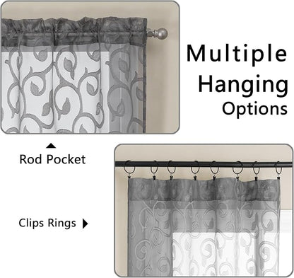 Furman Grey Sheer Curtains 54 Inch Length 2 Panels Set - Image 4