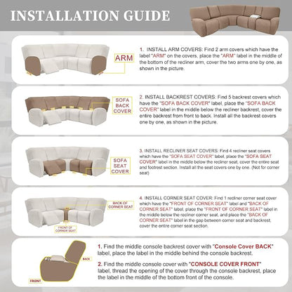 100% Waterproof Sectional Recliner Couch Covers - Image 7