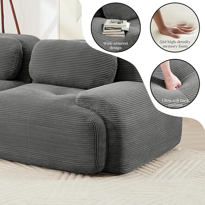 Boneless Sectional Couch, No Assembly Required, 152.7” Modular Cloud Sofa - Image 7