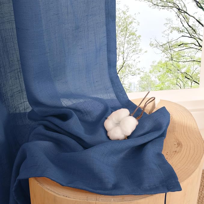 BGment Linen Navy Blue Curtains 90 Inch Length - Image 7