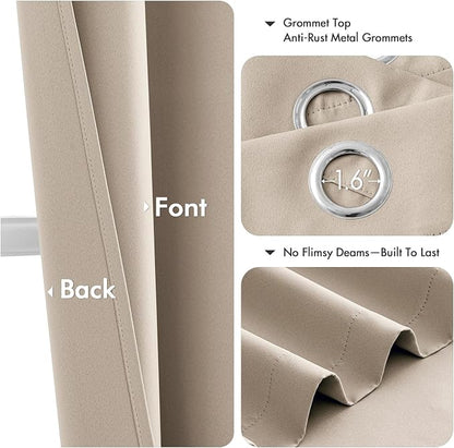 MIULEE Blackout Curtains for Bedroom 2 Panels 40 x 63 Inch Long Taupe | Thermal - Image 4