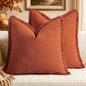 MIULEE Linen Fringe Decorative Fall Throw Pillow Covers Burnt Orange 18x18 | by MIULEE