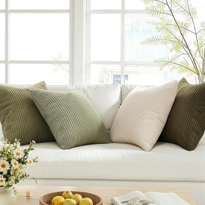 Topfinel Green White Spring Pillow Covers 22x22 Inch Set of 4 Boho Nordic - Image 3
