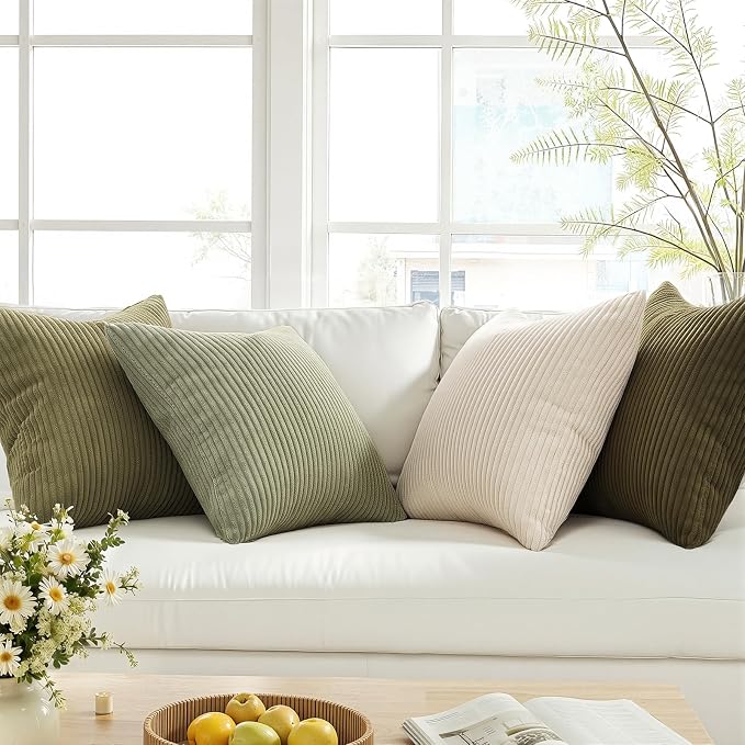 Topfinel Boho Farmhouse Green White Throw Pillow Covers 16x16 Inch Set of 4 - Image 3