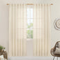 Beige Faux Linen Curtains for Doorway Living Room 2 Panels Set | 80 Inch Faux by LAMIT