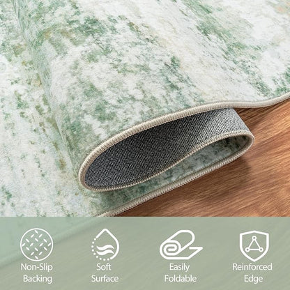 Aelenmu 5x7 Area Rugs for Living Room Washable Bedroom Dining Room Green | - Image 5